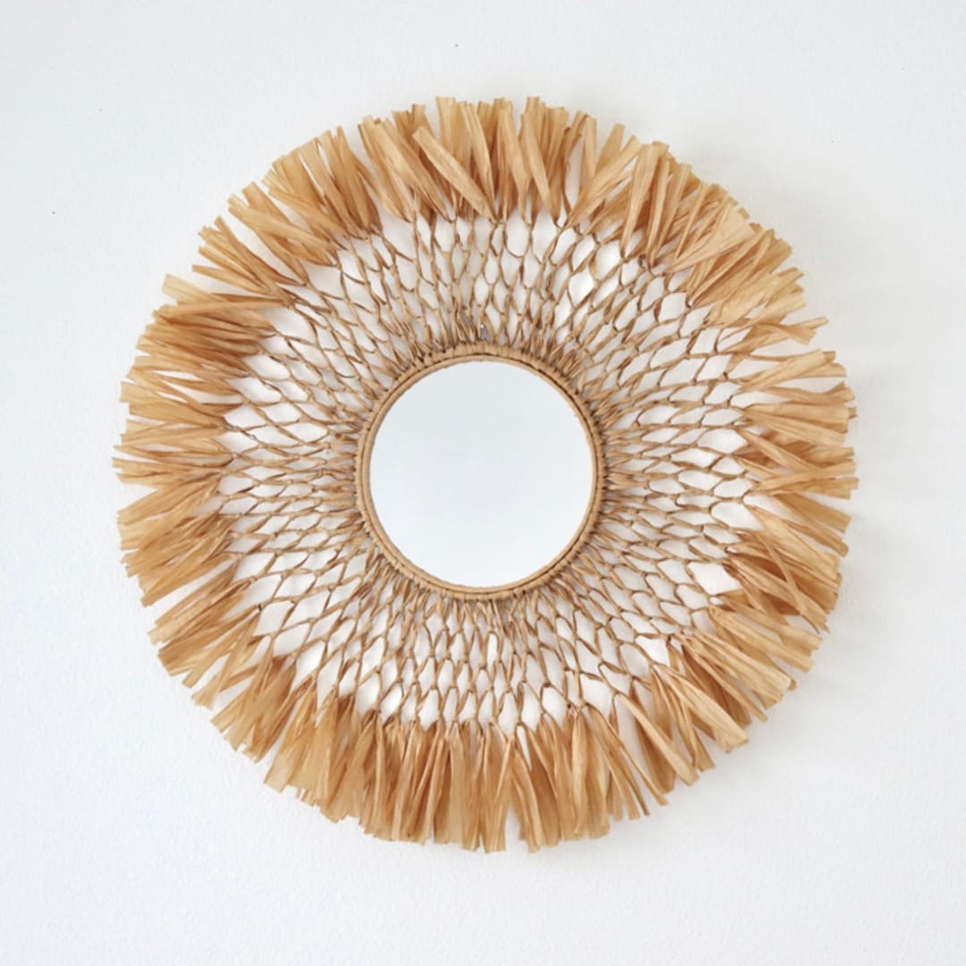 "Raffia Mirror" - Mirrors in brown by Bharti Trivedi