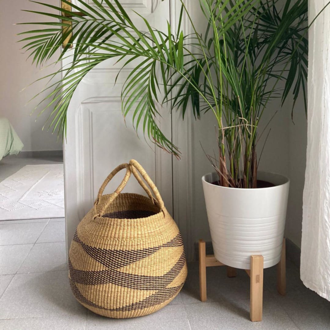 "Bolo Basket with Diamond Pattern" - Decorative Storage in multicolor by AKETEKETE