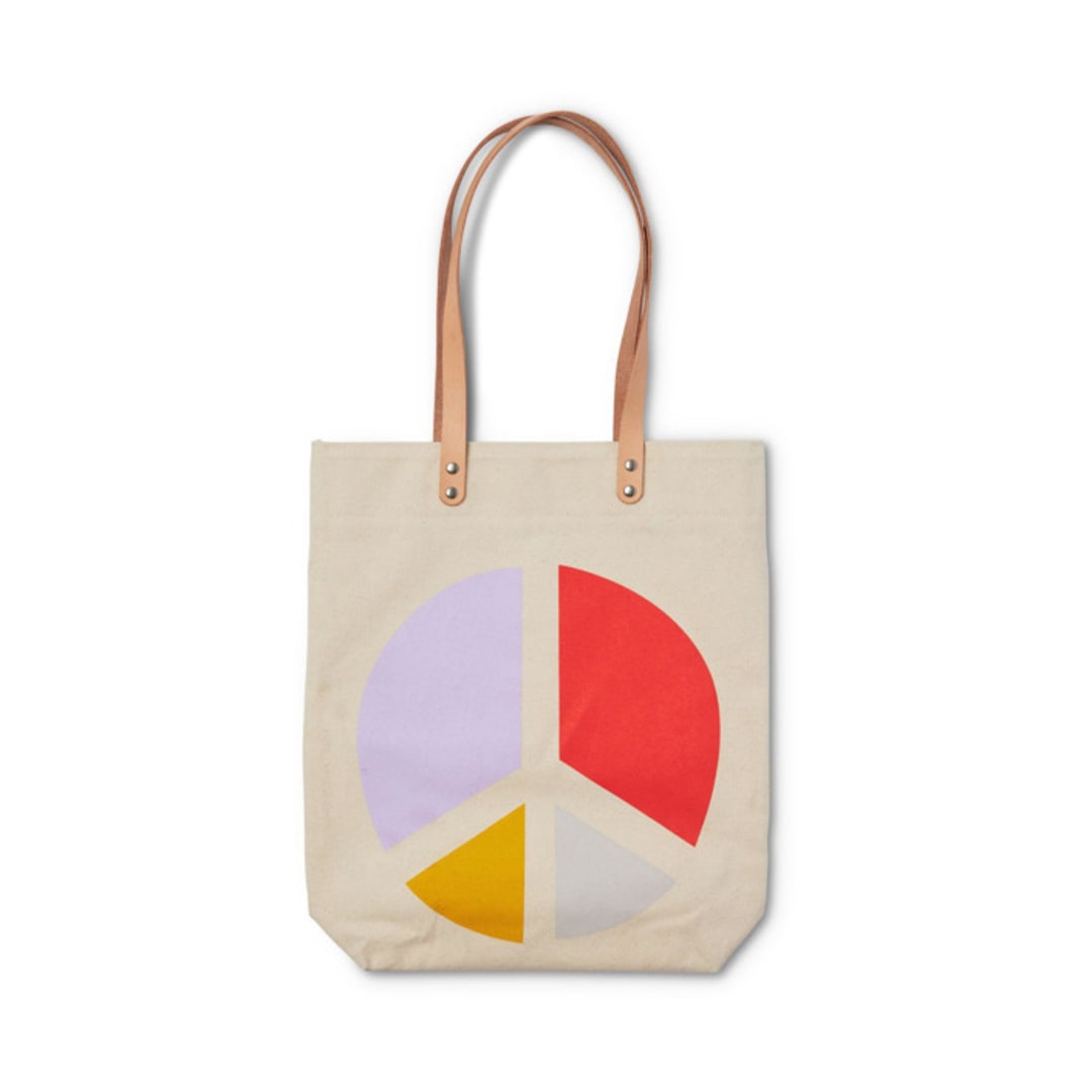 "Peace Sign Medium Tote" - Decorative Storage in multicolor by Ampersand Design Studio