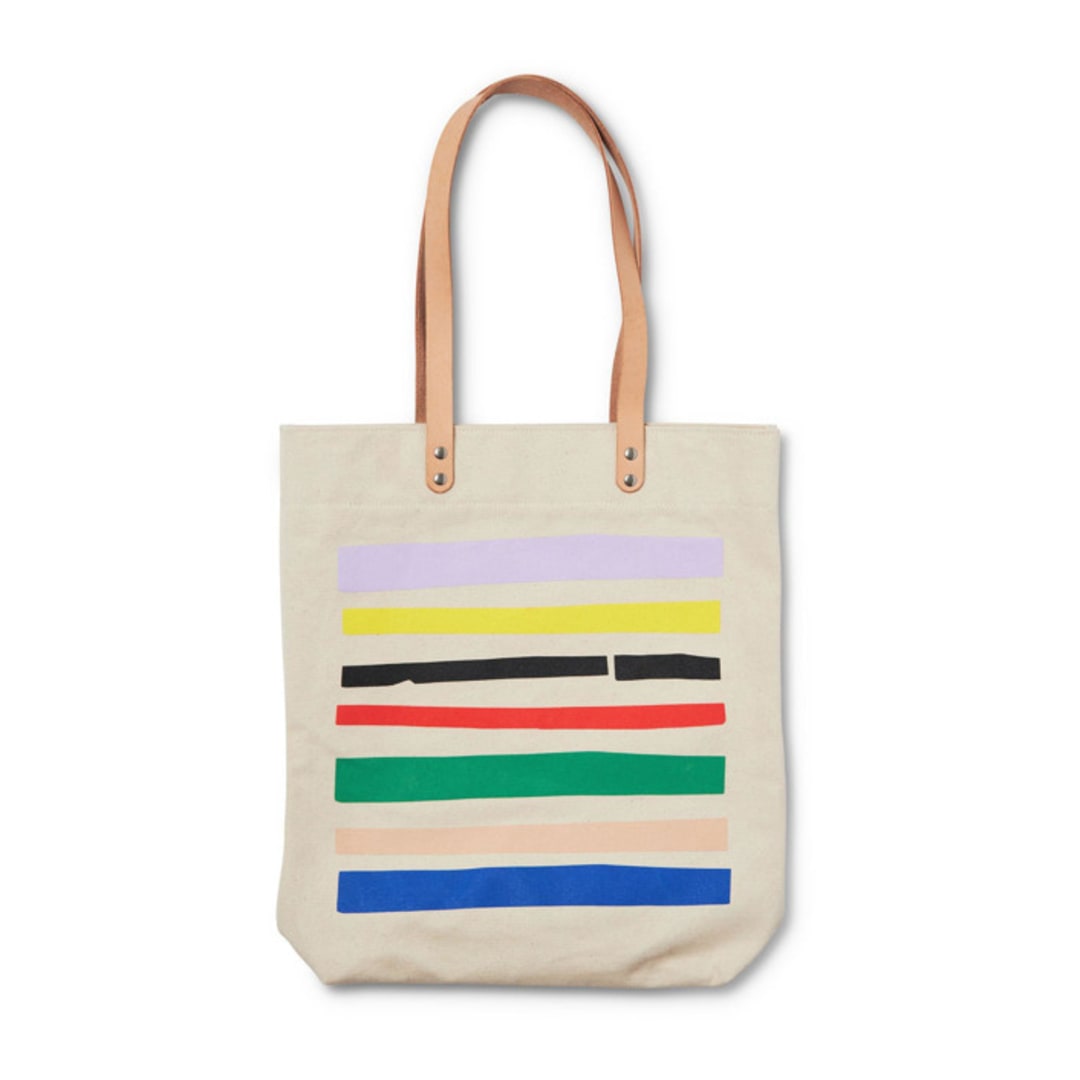 "Color Me Striped Medium Tote" - Decorative Storage in multicolor by Ampersand Design Studio