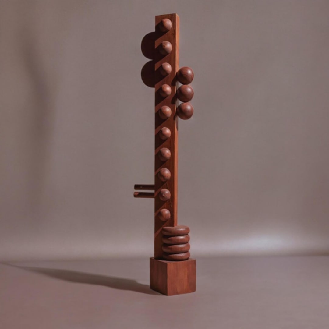 "Nunca Wood Sculpture" - Original Sculpture in brown by Meso Casa LLC