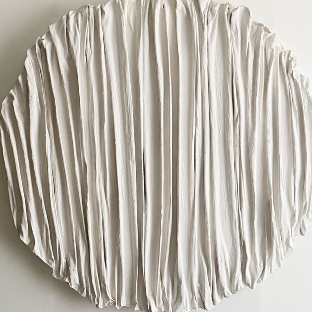 "Linear on Round" - Original Sculpture in white by Kimberly George