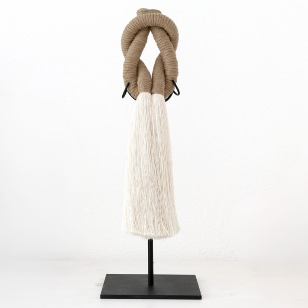 "Love Knot Table Sculpture in Sand" - Original Sculpture in brown by Bharti Trivedi