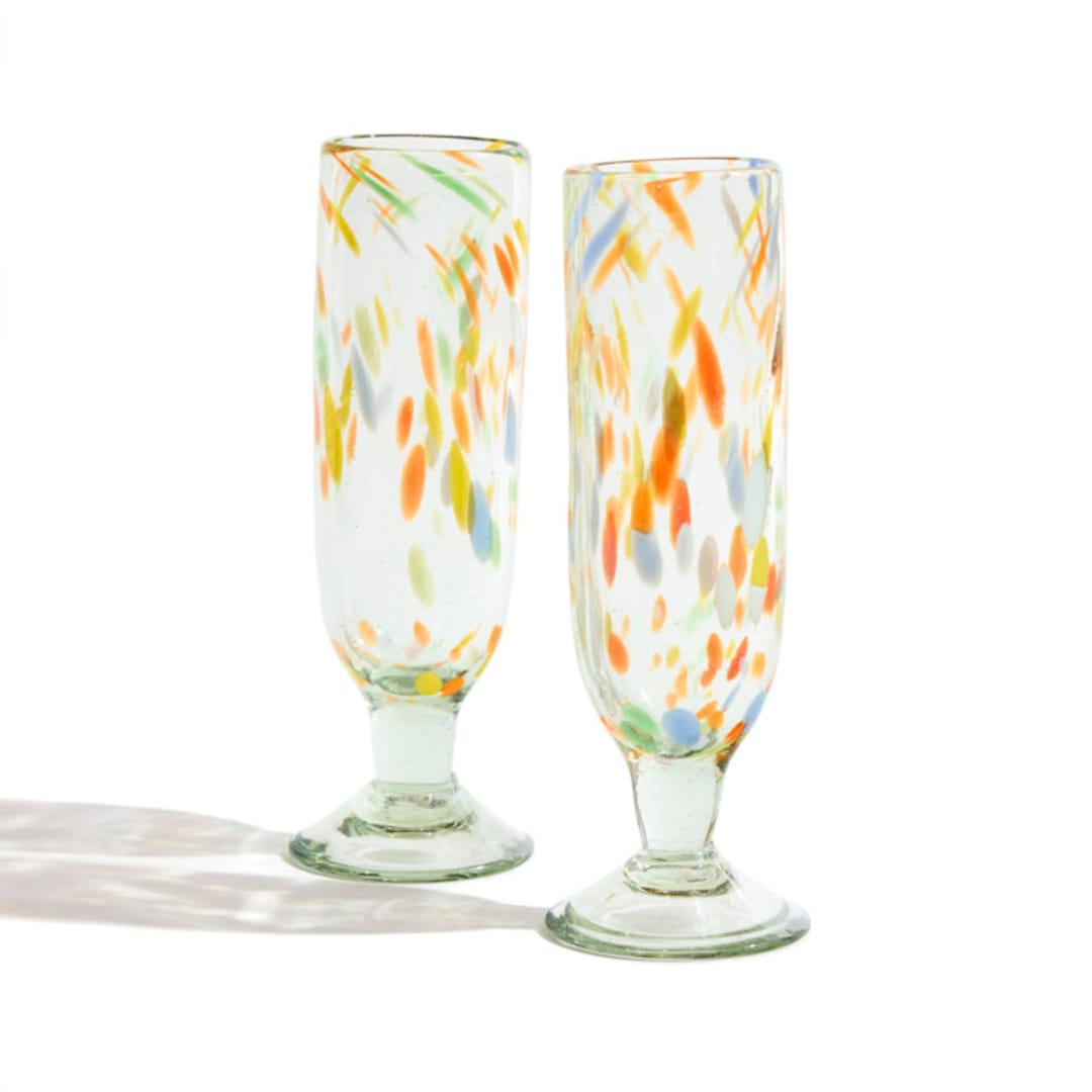 "Confetti Champagne Glass" - Glassware in multicolor by Global Goods Partners
