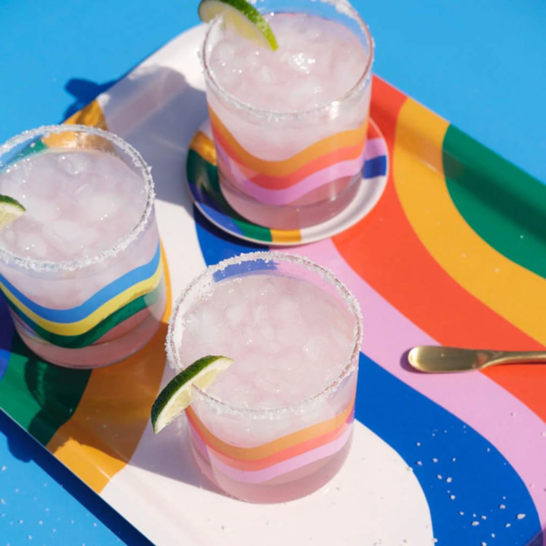 "Cool Wave Cocktail Glass - Set of 2" - Glassware in multicolorassorted-colors by Ampersand Design Studio