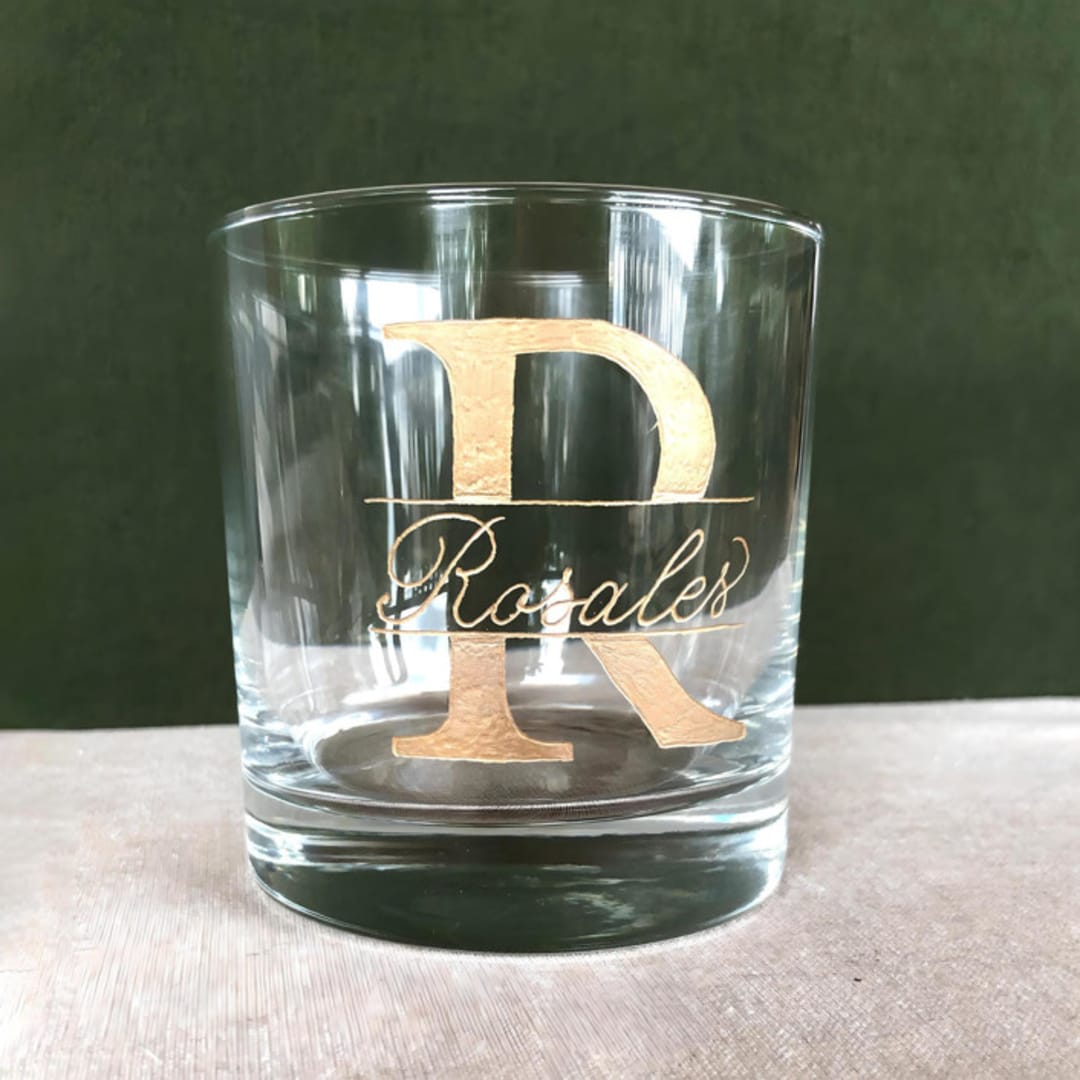 "Personalized Whiskey Glass - Initial" - Glassware in clear by Charlotte Noordzij