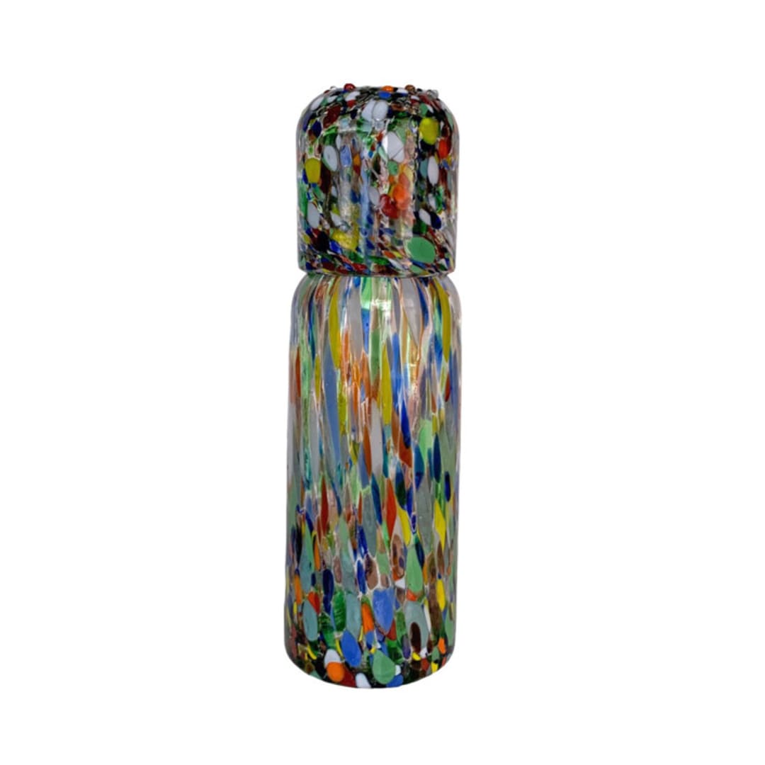 "Hand Blown Confetti Water Carafe + Glass Set | Made in Mexico - 20oz capacity" - Glassware in multicolorassorted-colors by Vanessa Sherwood