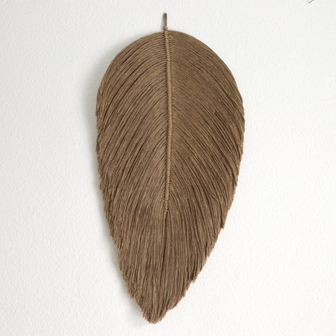 "Macrame Leaf- Sand" - Original Textile Art in brown by Bharti Trivedi