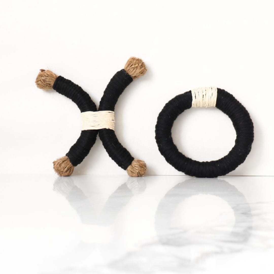 "XOXO Rope Decor- Natural" - Original Textile Art in natural by Bharti Trivedi