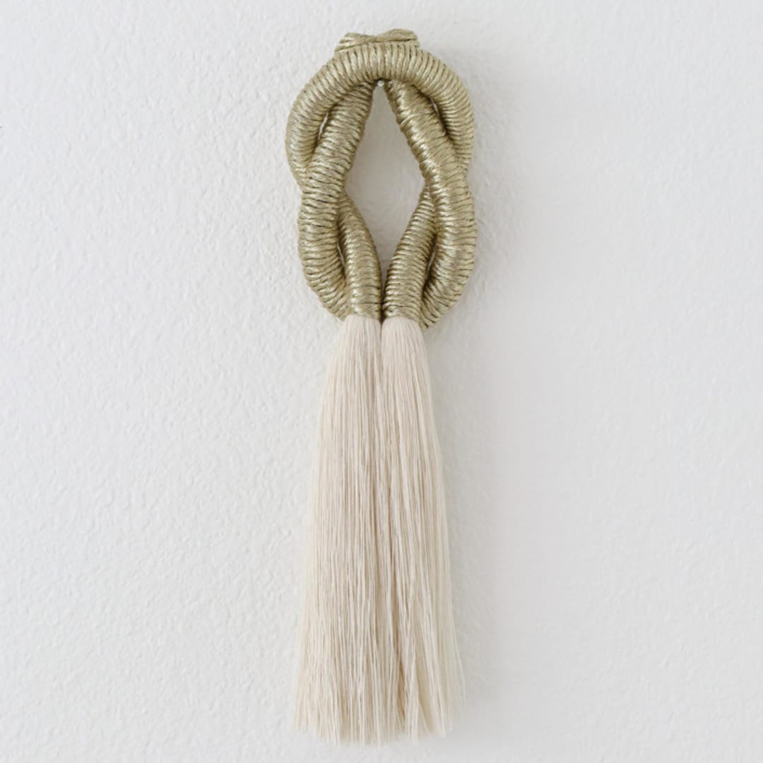 "Small Love Knot- Gold" - Original Textile Art in gold by Bharti Trivedi