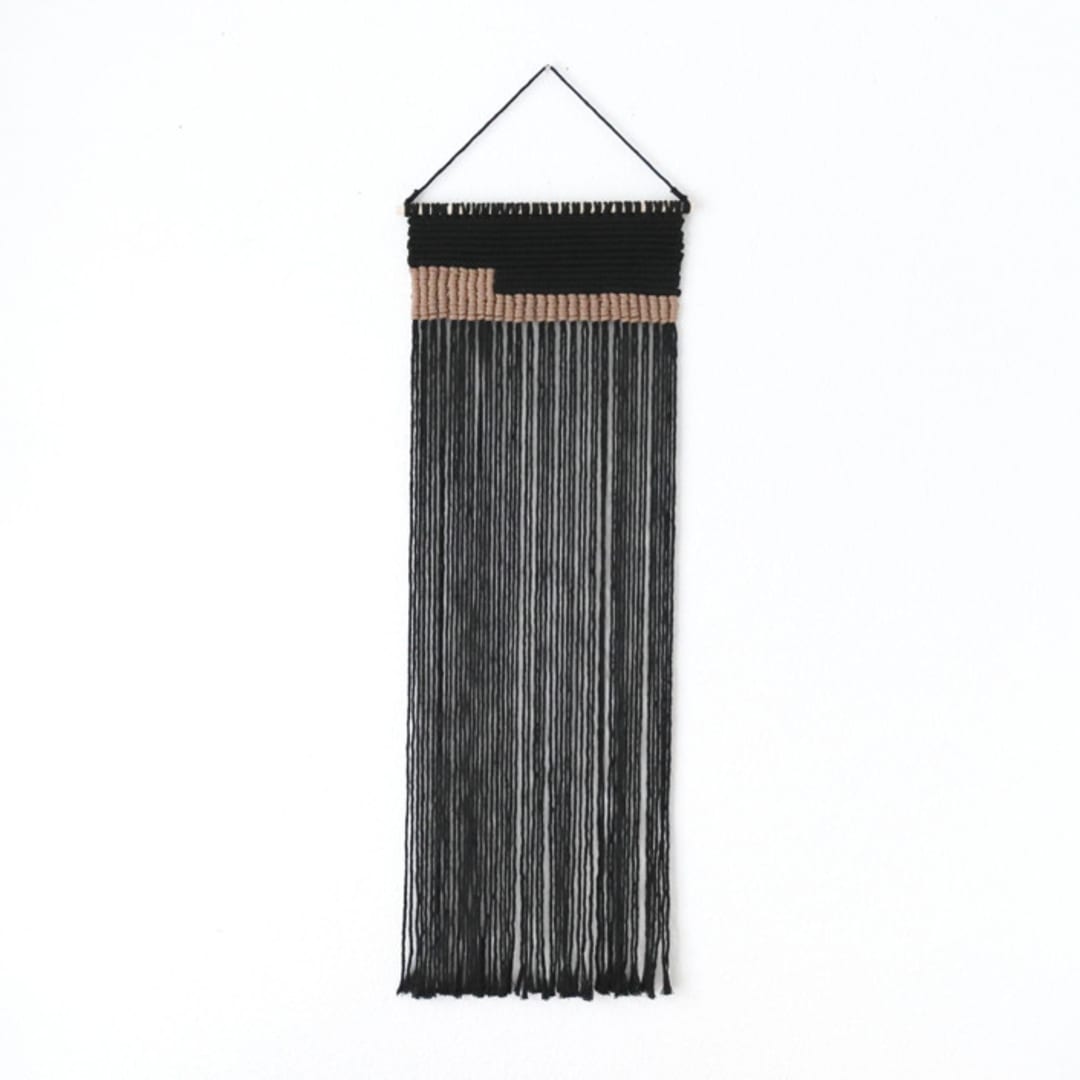 "Fiber Art Wall Hanging - Serenity" - Original Textile Art in black by Bharti Trivedi