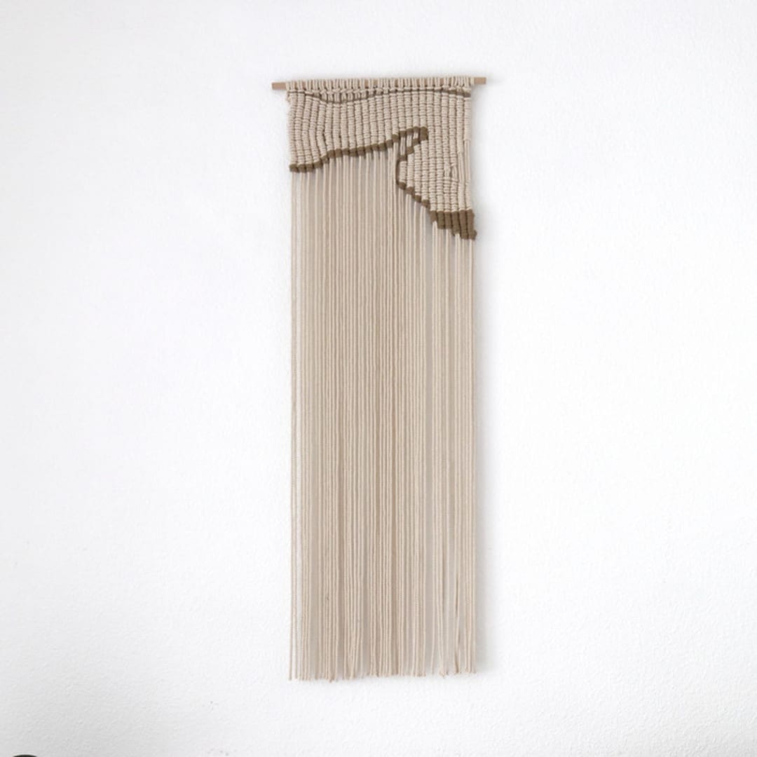 "Crescent Bay- III" - Original Textile Art in beige by Bharti Trivedi