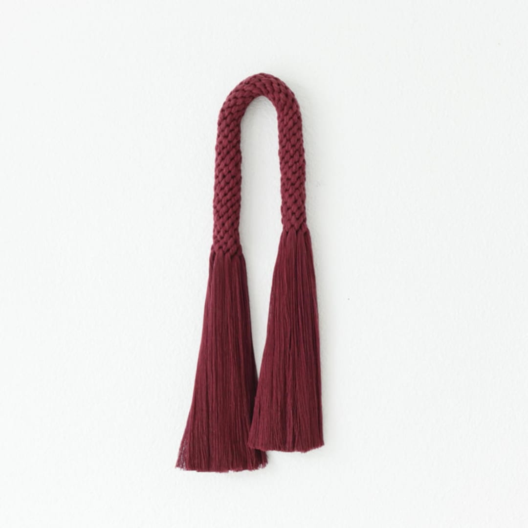 "Soft natural fiber arch in wine" - Original Textile Art in red by Bharti Trivedi