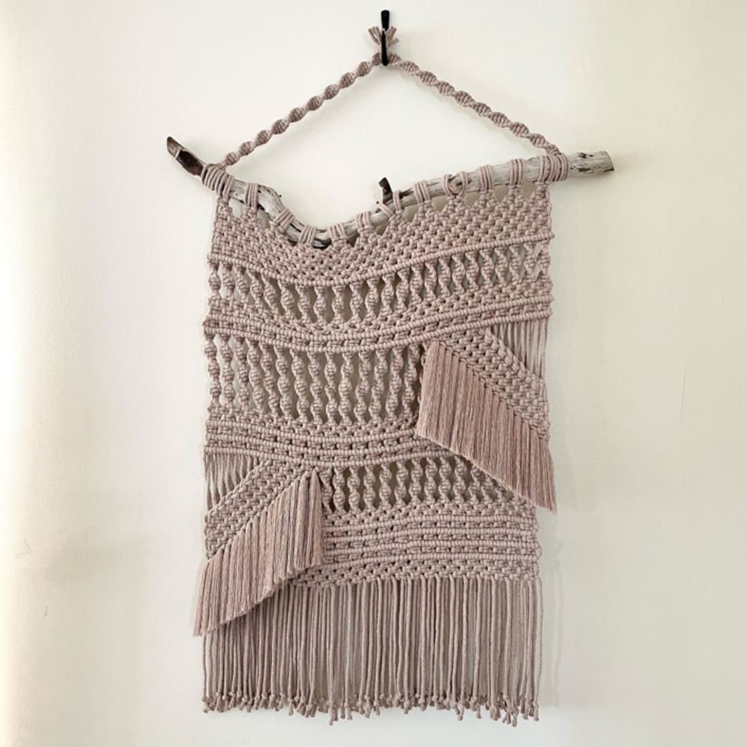 "Follow the Wood #003" - Original Textile Art in pink by Kelly Renee Arte