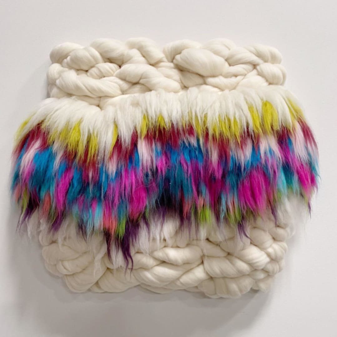 "Rainbow Muppet" - Original Textile Art in multicolor by Meghan Shimek