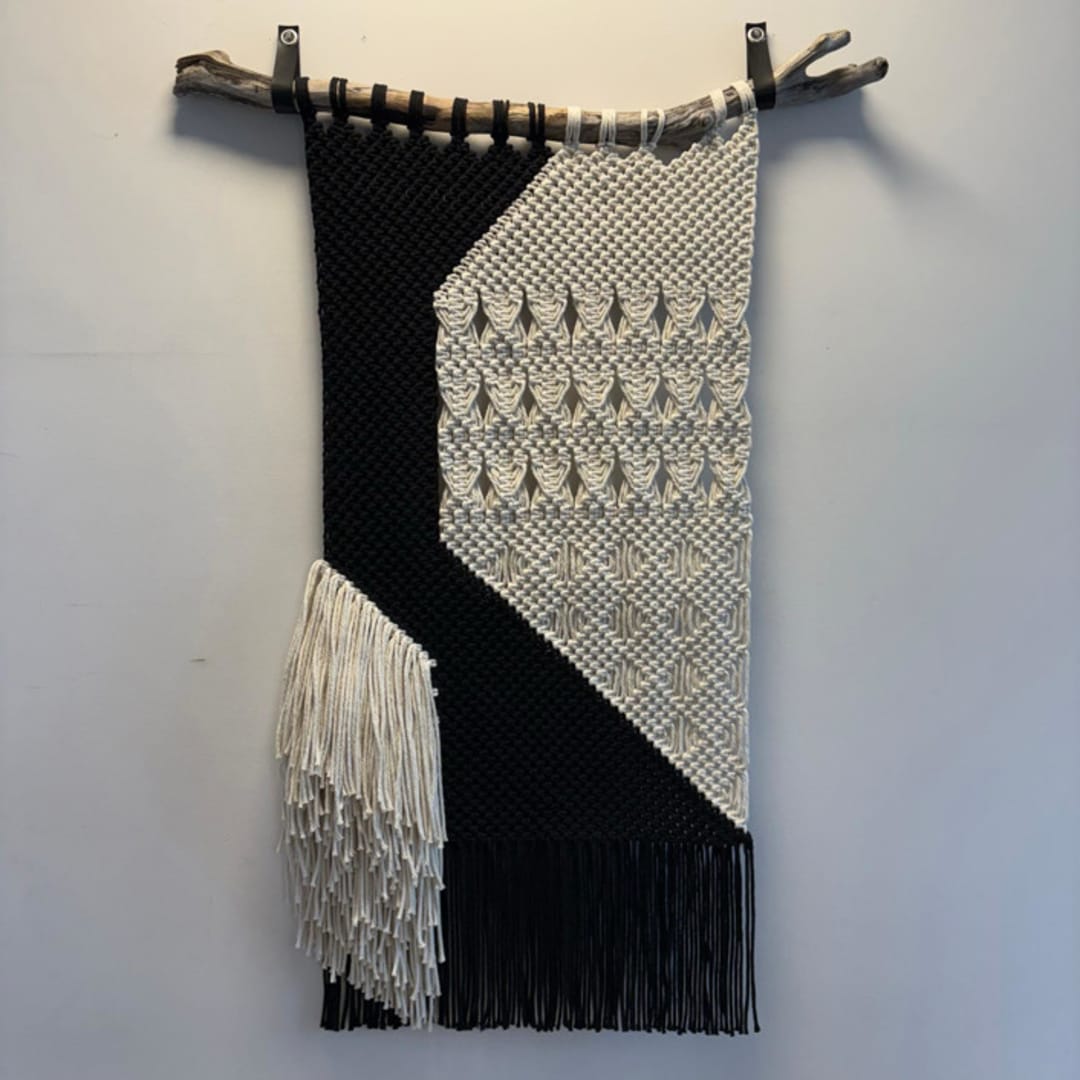 "Abstract Macrame #007" - Original Textile Art in multicolor by Kelly Renee Arte