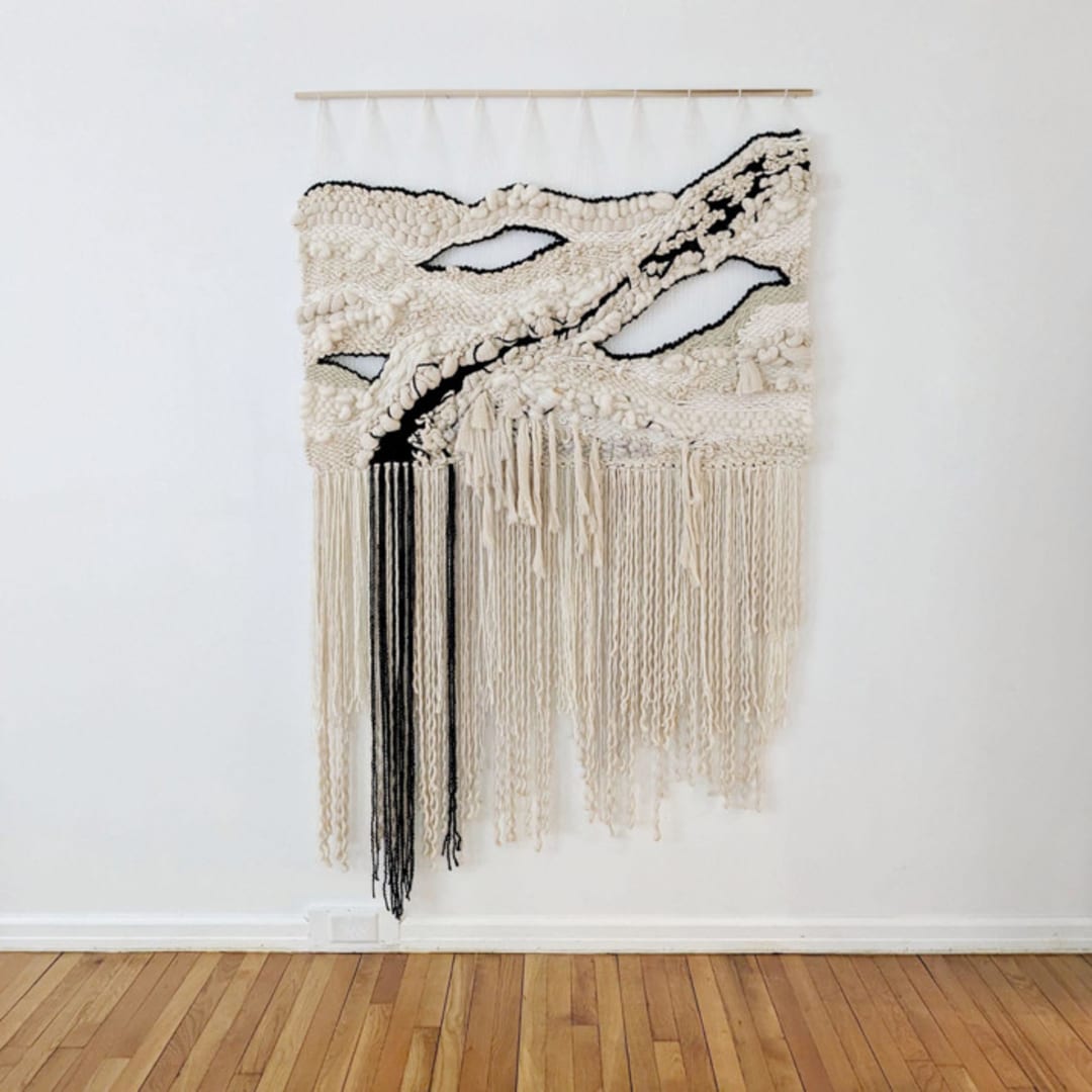 "Woven Wallhanging, "Edelweiss", Extra Large" - Original Textile Art in multicolorassorted-colors by Damaris Kovach