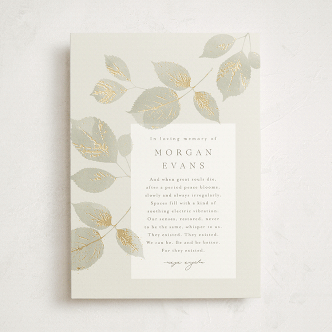 "Sonnet" - Foil Press Memorial Cards in Meadow by Kristie Kern - Front