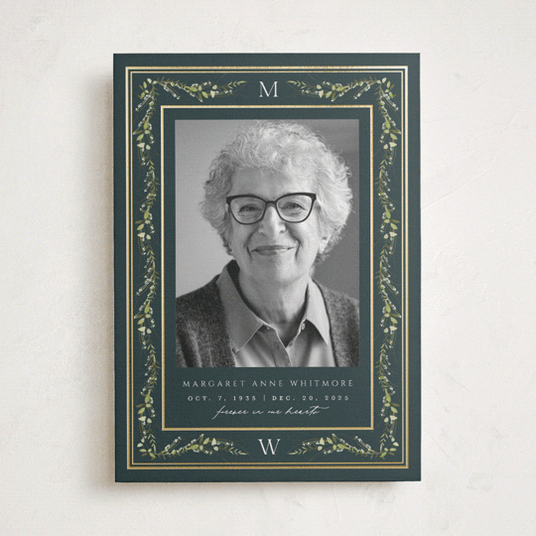 "Everlasting Tribute" - Foil Press Memorial Cards in Garden by Ana de Sousa - Front