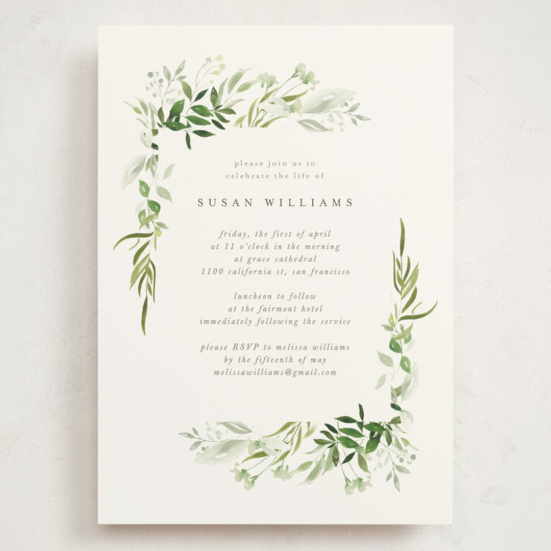 "Verdure" - Memorial Cards in Garden by Leah Bisch - Front