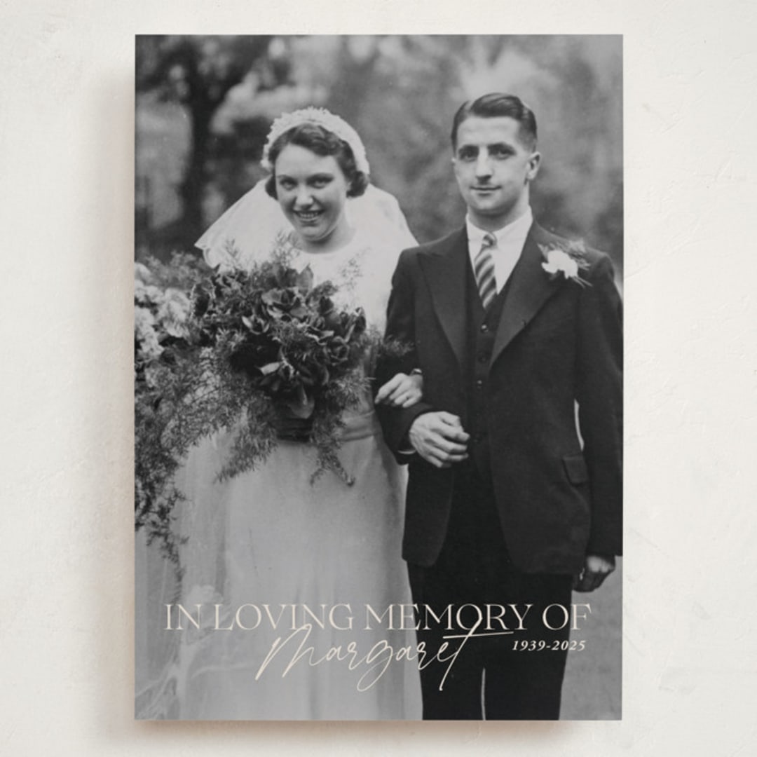 "Beloved and Remembered" - Memorial Cards in Almond by Sabrin Deirani - Front