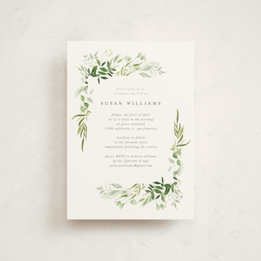 "Verdure" - Memorial Cards in Garden by Leah Bisch - Front