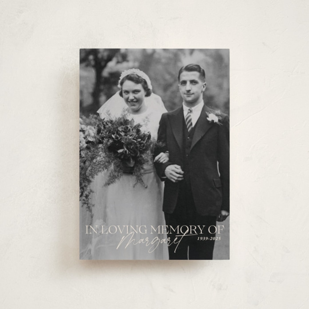 "Beloved and Remembered" - Memorial Cards in Almond by Sabrin Deirani - Front