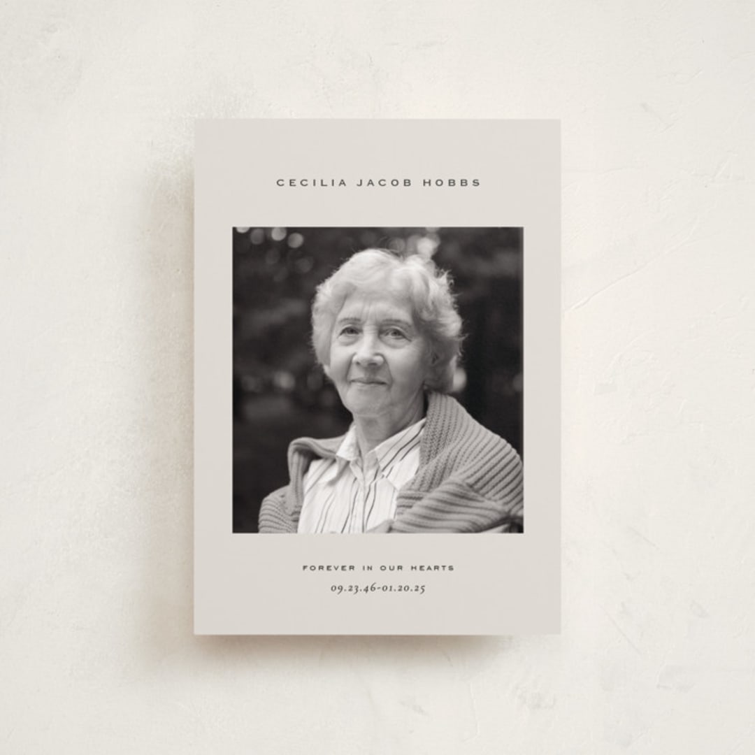 "forever - in our hearts" - Memorial Cards in Champagne by Sara Hicks Malone - Front