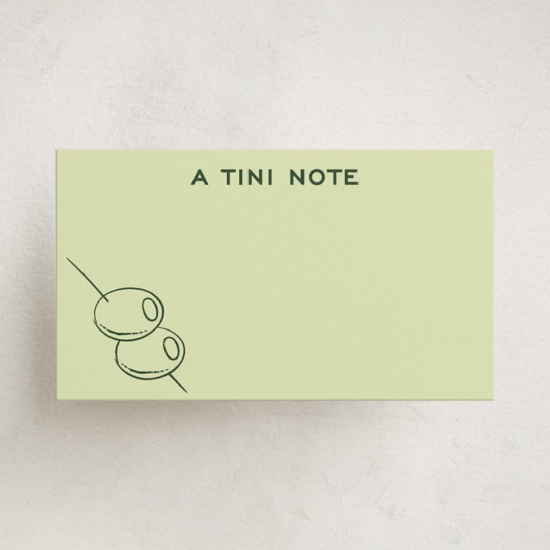 "A tini note" - Mini Note Cards in Extra Olive by Megan Davis - Front