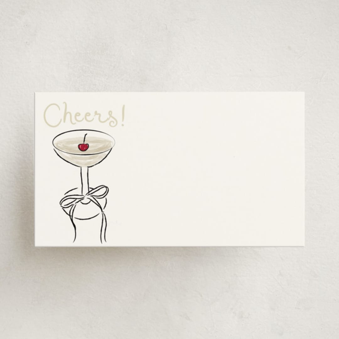 "Cherry Birthday" - Mini Note Cards in Champagne by Helena Vitto - Front