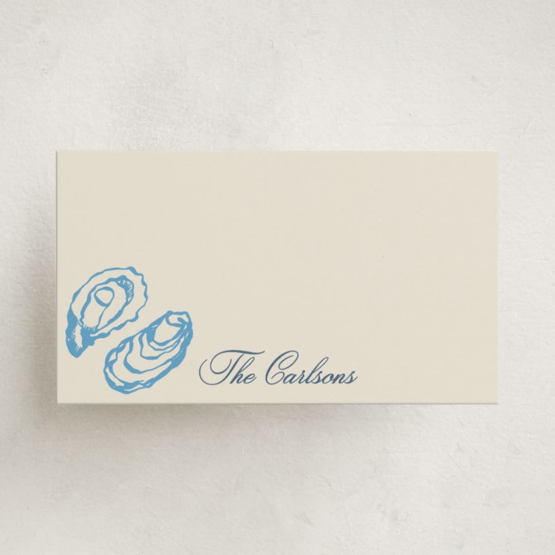 "Oyster" - Mini Note Cards in Oyster Blue by Megan Davis - Front