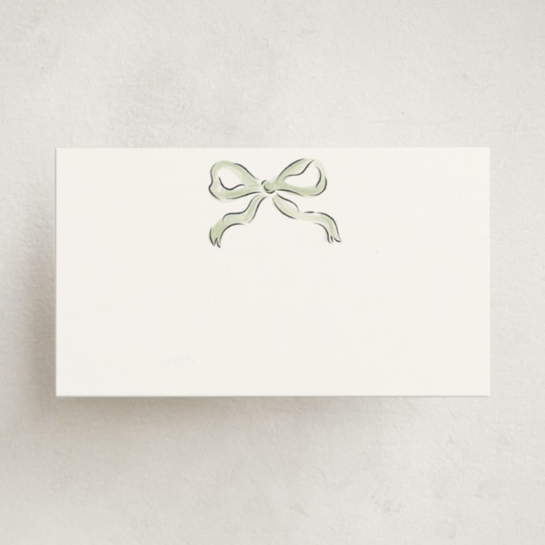"Bow" - Mini Note Cards in Pistachio by Helena Vitto - Front