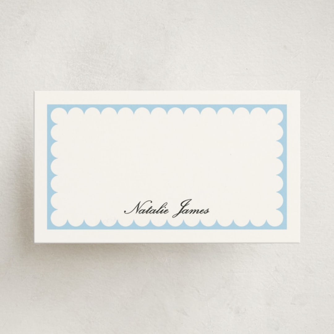 "Sweetly Scalloped" - Mini Note Cards in Sky by Catherine Culvenor - Front