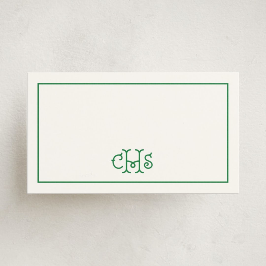 "Keyline Initials" - Mini Note Cards in Shamrock by mo kelley - Front