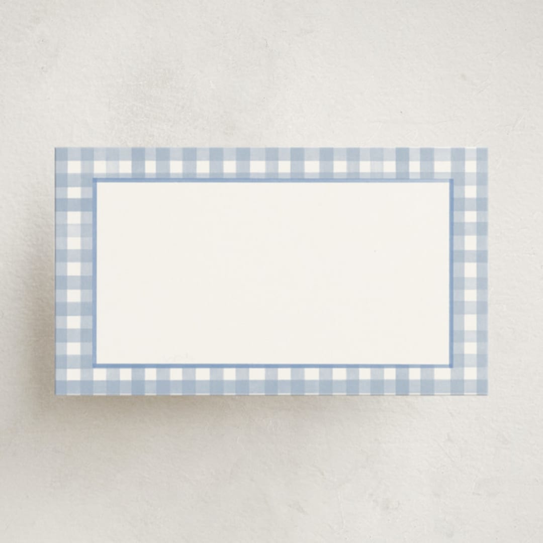 "Classic Gingham" - Mini Note Cards in Pond by Creo Study - Front