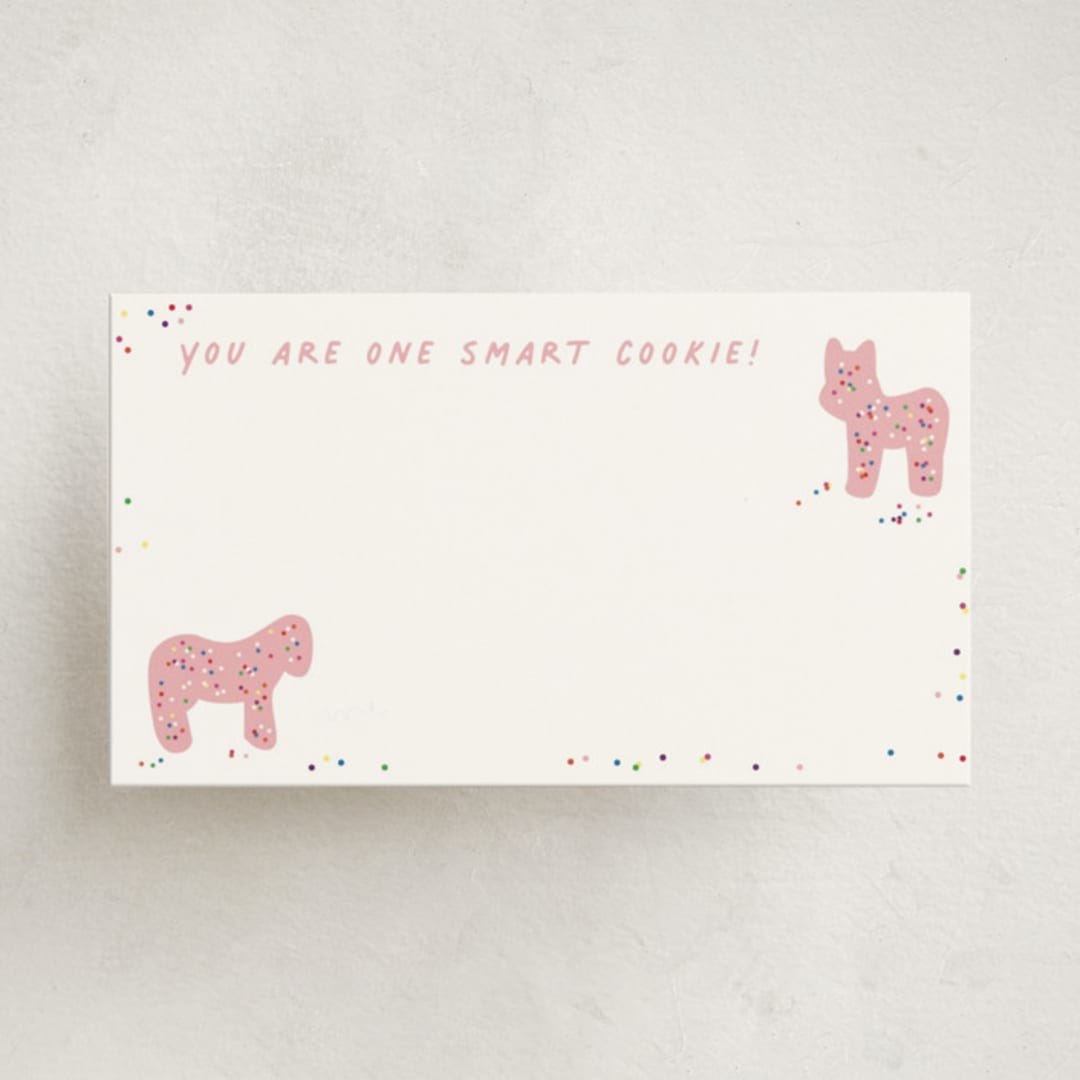"Animal Cracker Parade" - Mini Note Cards in Pink Sugar by Jennifer Postorino - Front