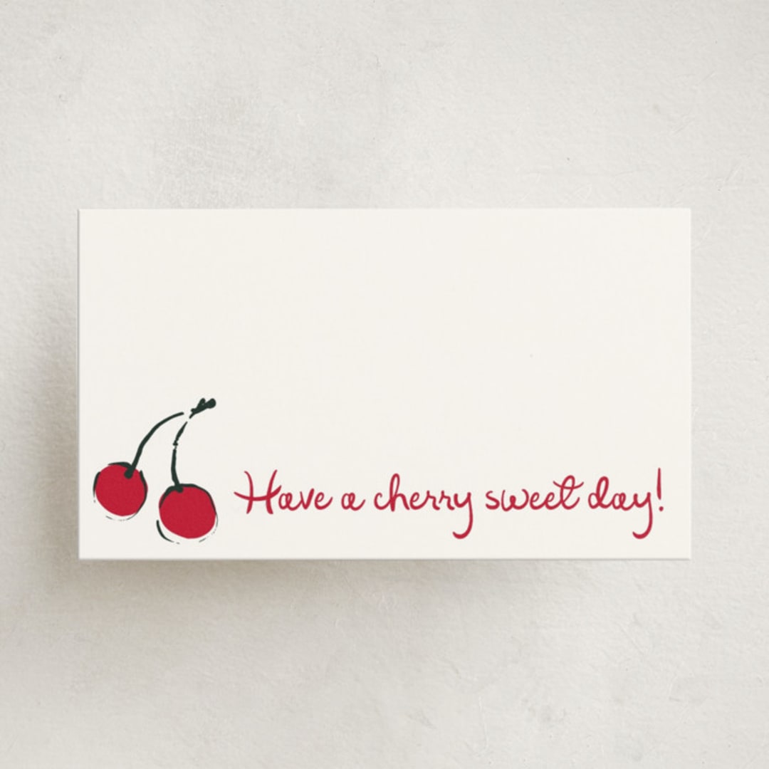 "Cherries" - Mini Note Cards in Tomato by Kelly Watkins - Front