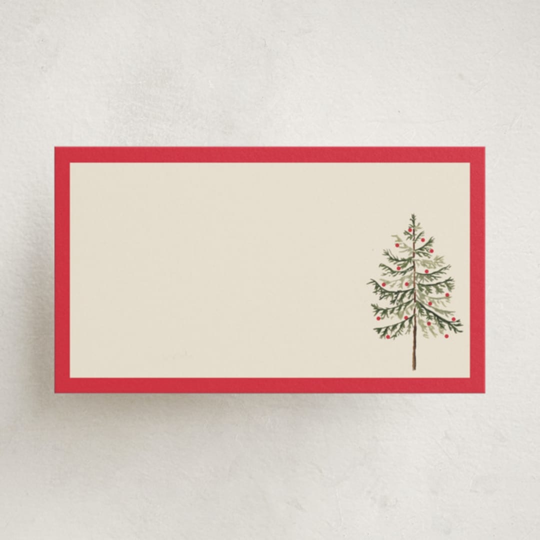 "Vintage Spruce" - Mini Note Cards in Poinsettia by Amy Kross - Front