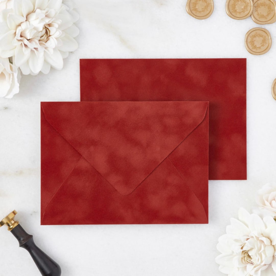 "Rust Velvet Envelopes" - Envelopes in orange by PAPER and LACE