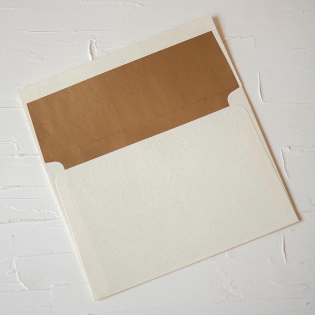 Cream Handmade Paper Regal Gold Lined Envelopes, Set of 10