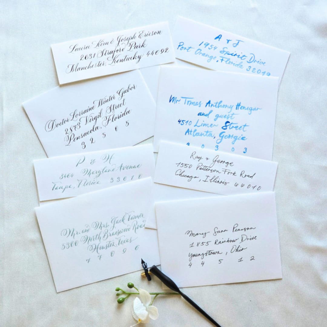 "Custom Calligraphy Envelope Addressing- Calligraphy Services Only- Recipient Addressing with Return Address" - Envelopes in multicolor by Inkspiringletters