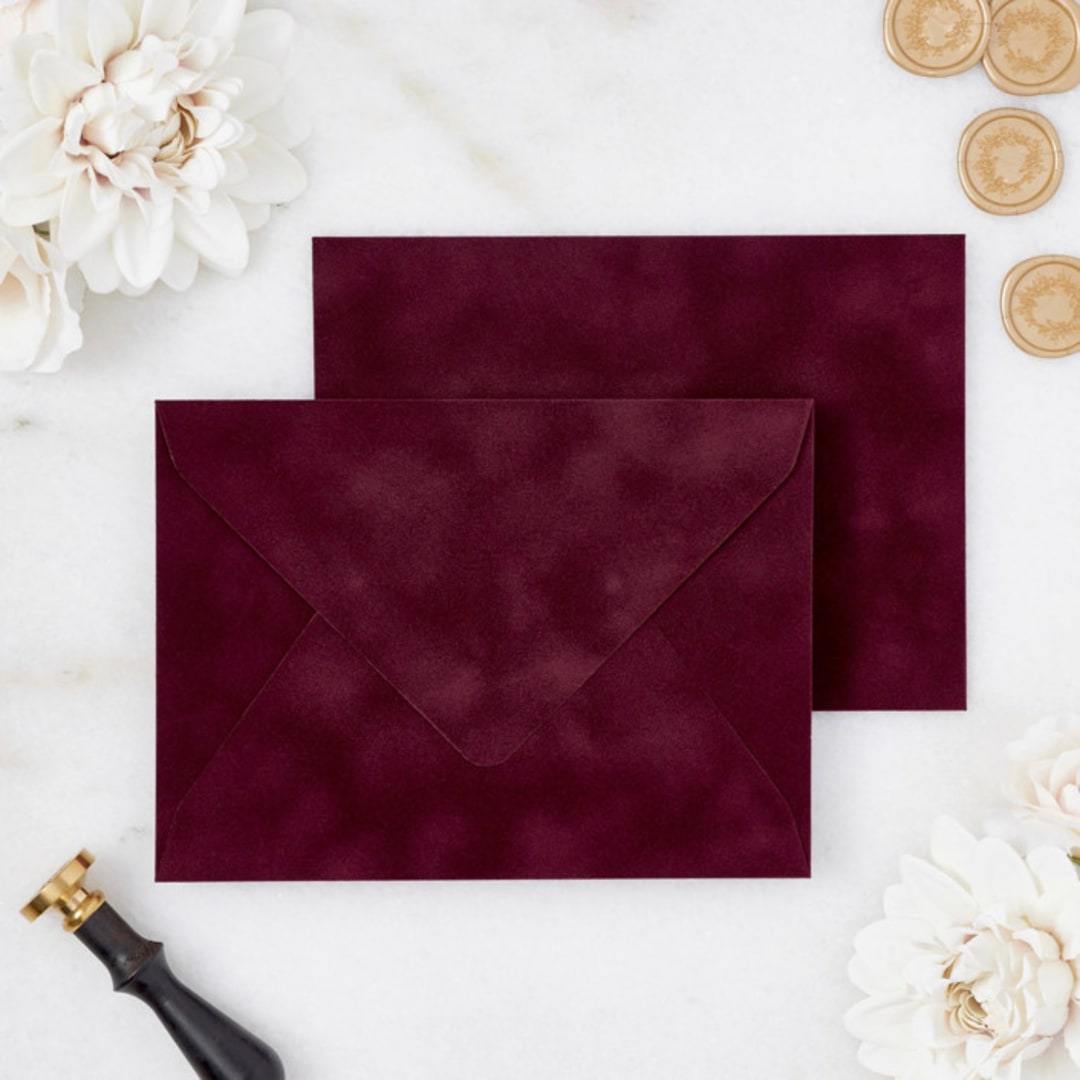 "Wine Velvet Envelopes" - Envelopes in red by PAPER and LACE