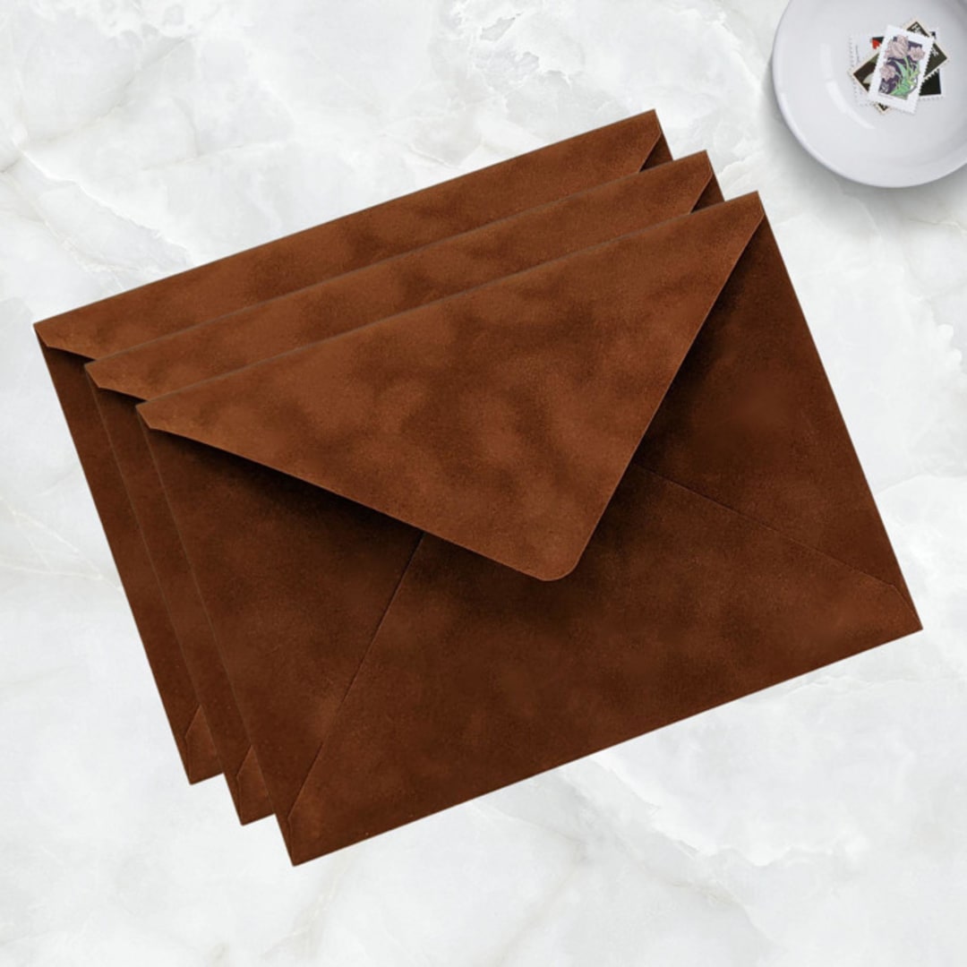 "A7 Brown Spice Velvet Envelopes (Set of 10)" - Envelopes in brown by Caroline Russo