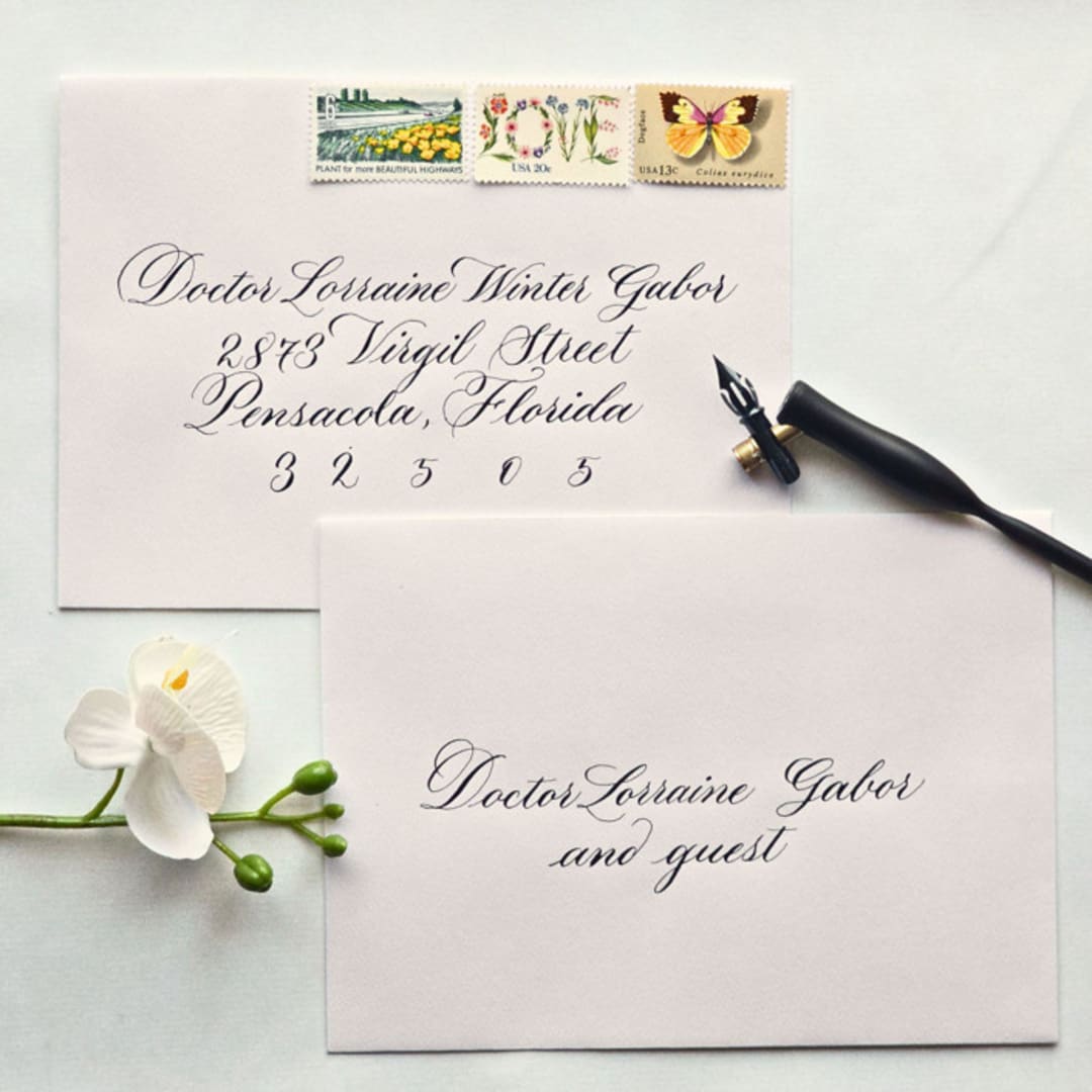 "Custom Calligraphy Envelope Addressing- Calligraphy Services Only- Recipient Addressing with Inner Envelope Names" - Envelopes in multicolor by Inkspiringletters