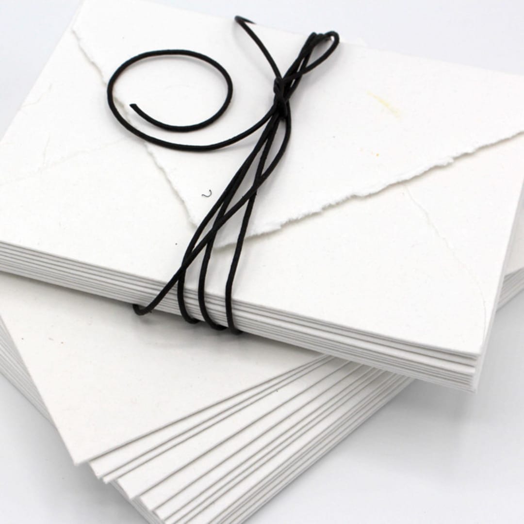 "A7 Cotton Deckled Edge Envelopes White - 5.25" x 7.25" Cotton Handmade Deckle Edge Envelopes, Set of 25" - Envelopes in white by Ellie OBrien