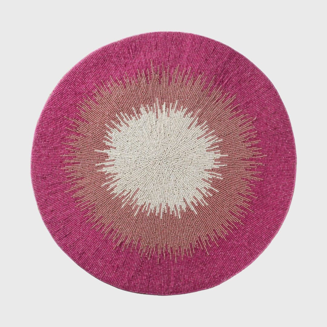 "Ombre beaded placemat, pink" - Placemats in pink by Joanna Buchanan