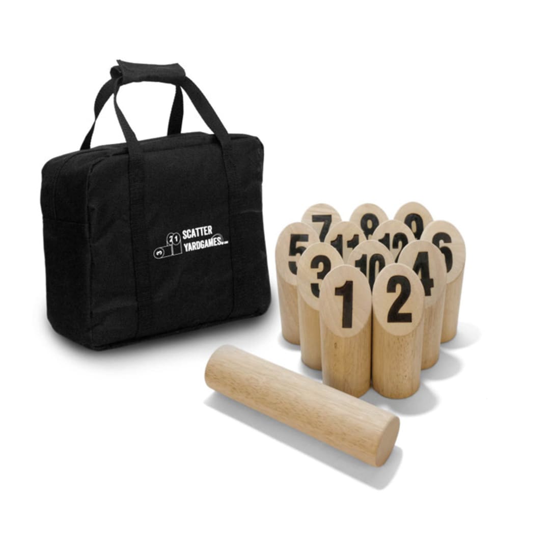Yard Games Scatter Number Block Tossing Game with Durable Carrying Case and Heat Burned-in Numbers