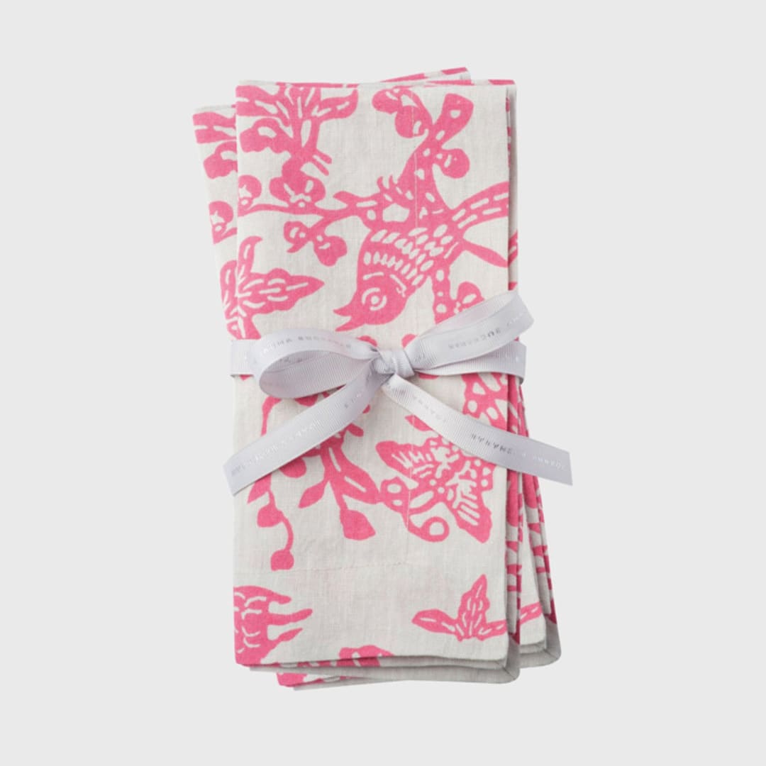 "Garden print napkin, pink, set of two" - Napkins in pink by Joanna Buchanan