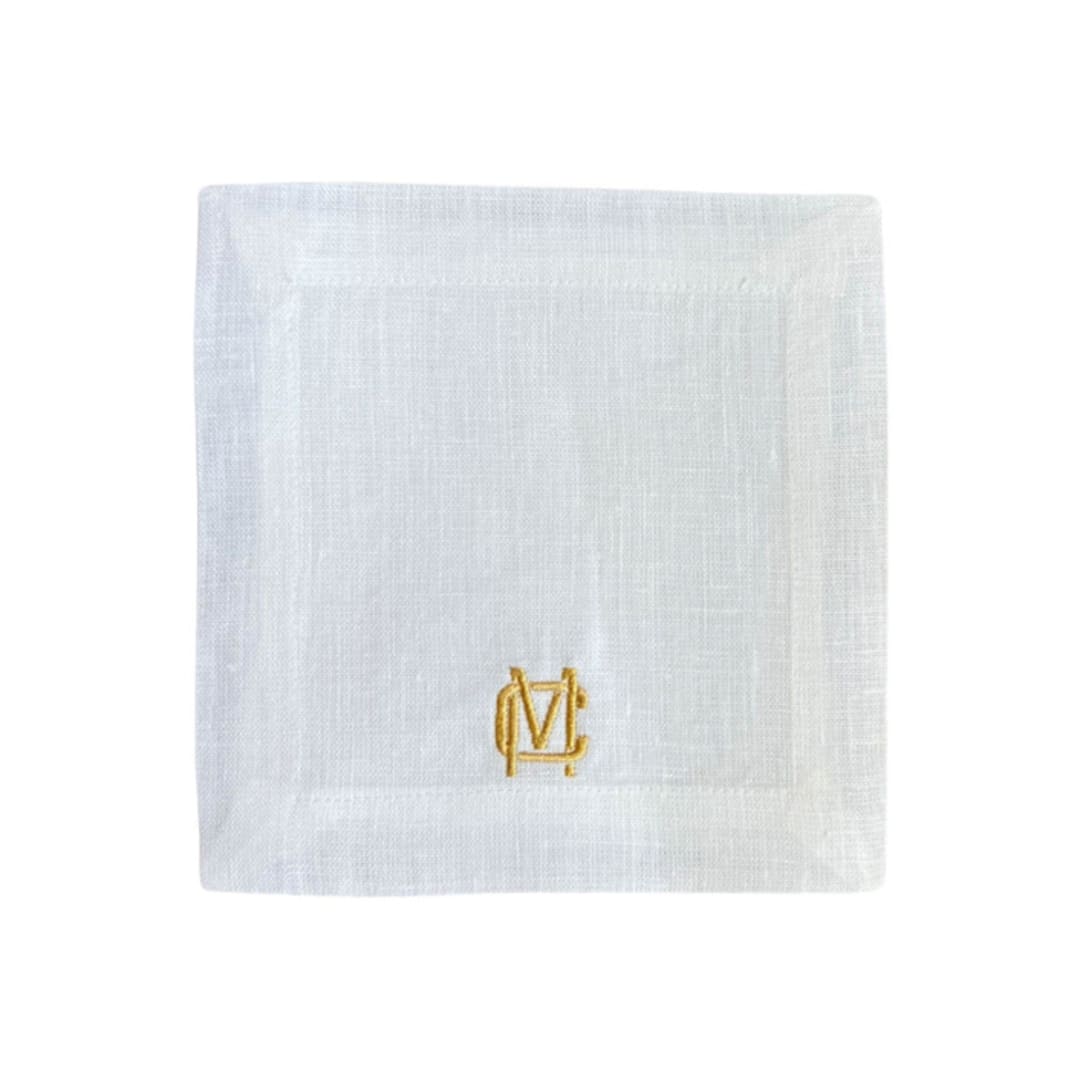 "Monogram Cocktail Napkins" - Napkins in white by Virginia Marcello