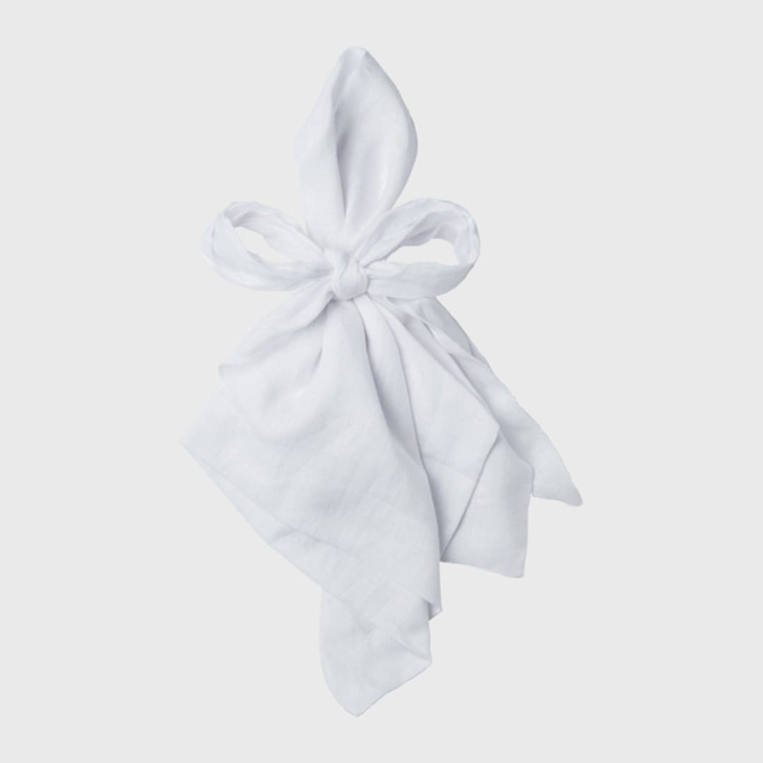 "Bow linen napkin, white, set of two" - Napkins in white by Joanna Buchanan